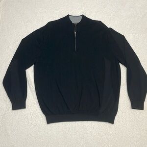 J. Hilburn Mock Neck 1/4 Zip Pullover Sweater Black Mens Sz XXL Cashmere Blend